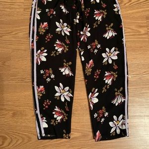 Black and Pink Floral Drawstring Joggers Size S